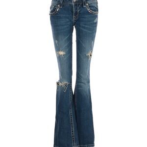 Miss Me Medium Wash Flare Jeans with Distressing